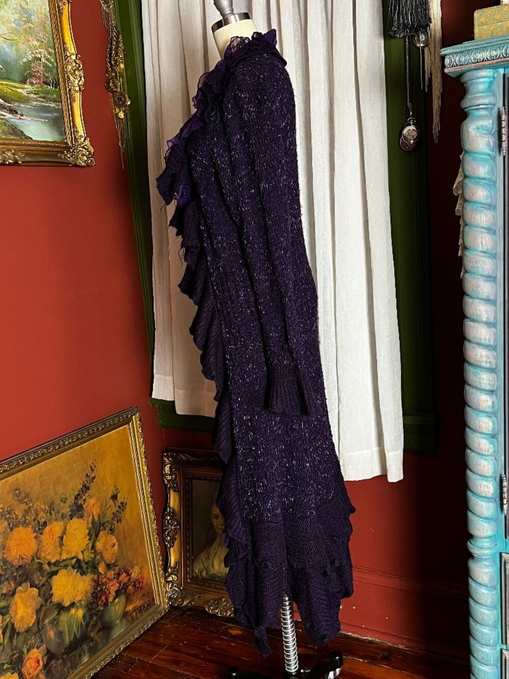Purple Knit Ruffle duster - Picture 6 of 16